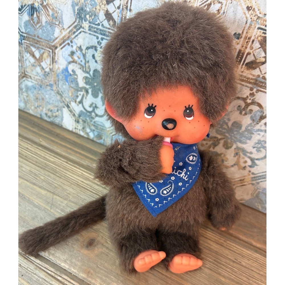 Monchhichi Plush Monkey Vintage Thumb Sucking 8" Brown Good